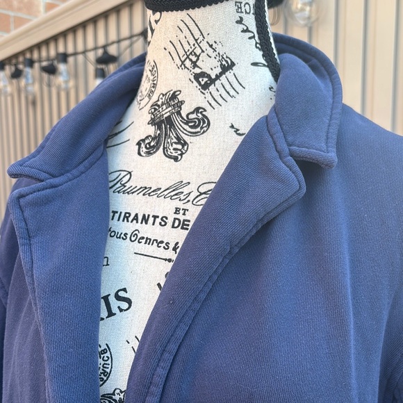 Aerie Cotton Blend Deep Blue Fleece Blazer Sweater - Picture 2 of 8